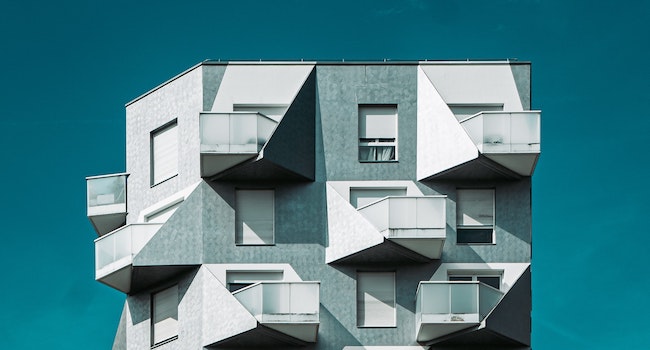 Apartment building and blue sky